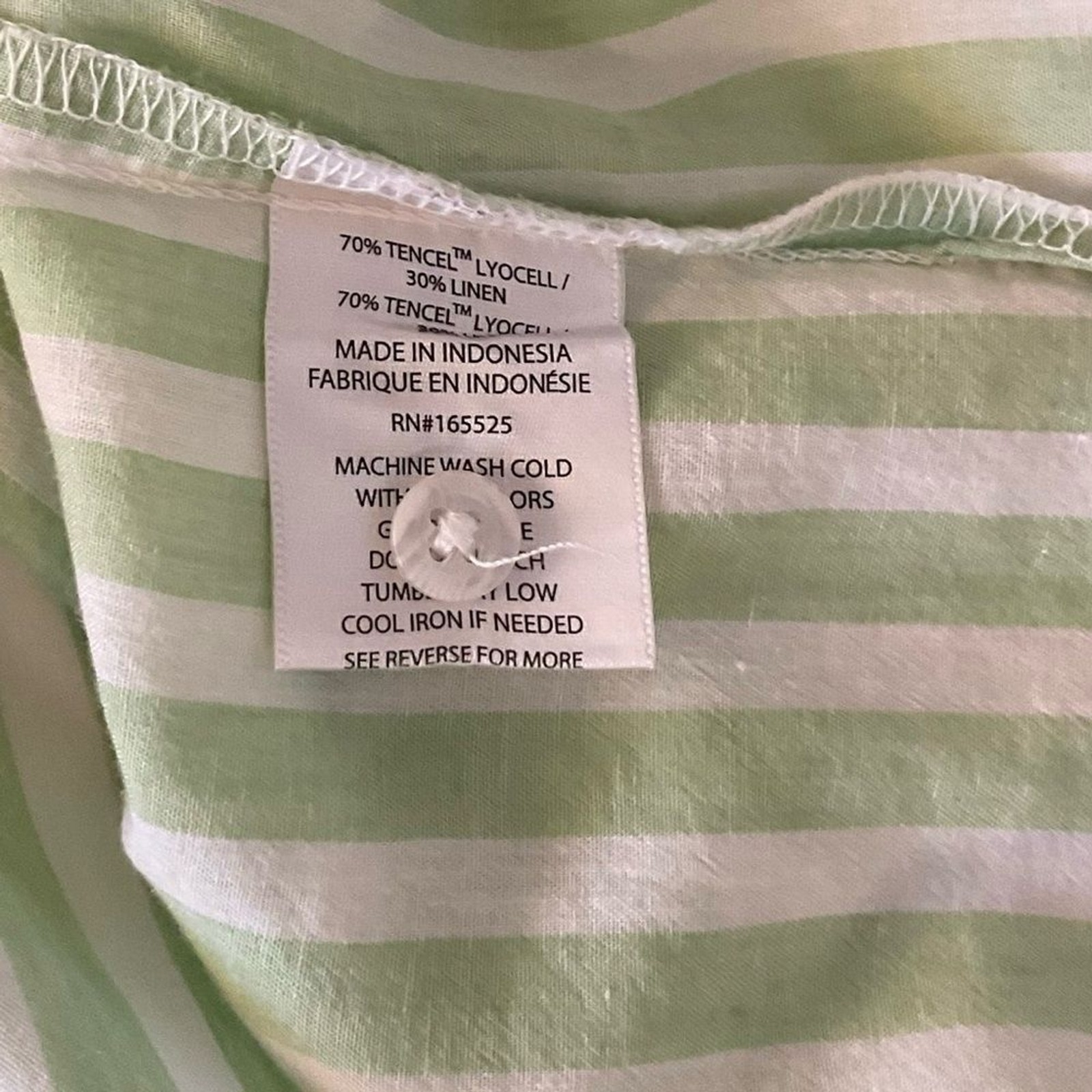 Lola River Green White Striped Collard Tunic Top Shirt Size L