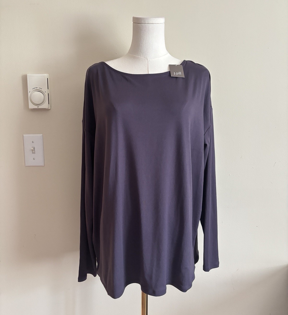 NWT J Jill Fit Cross Back Top Womens Medium Purple Athleisure Stretch Casual