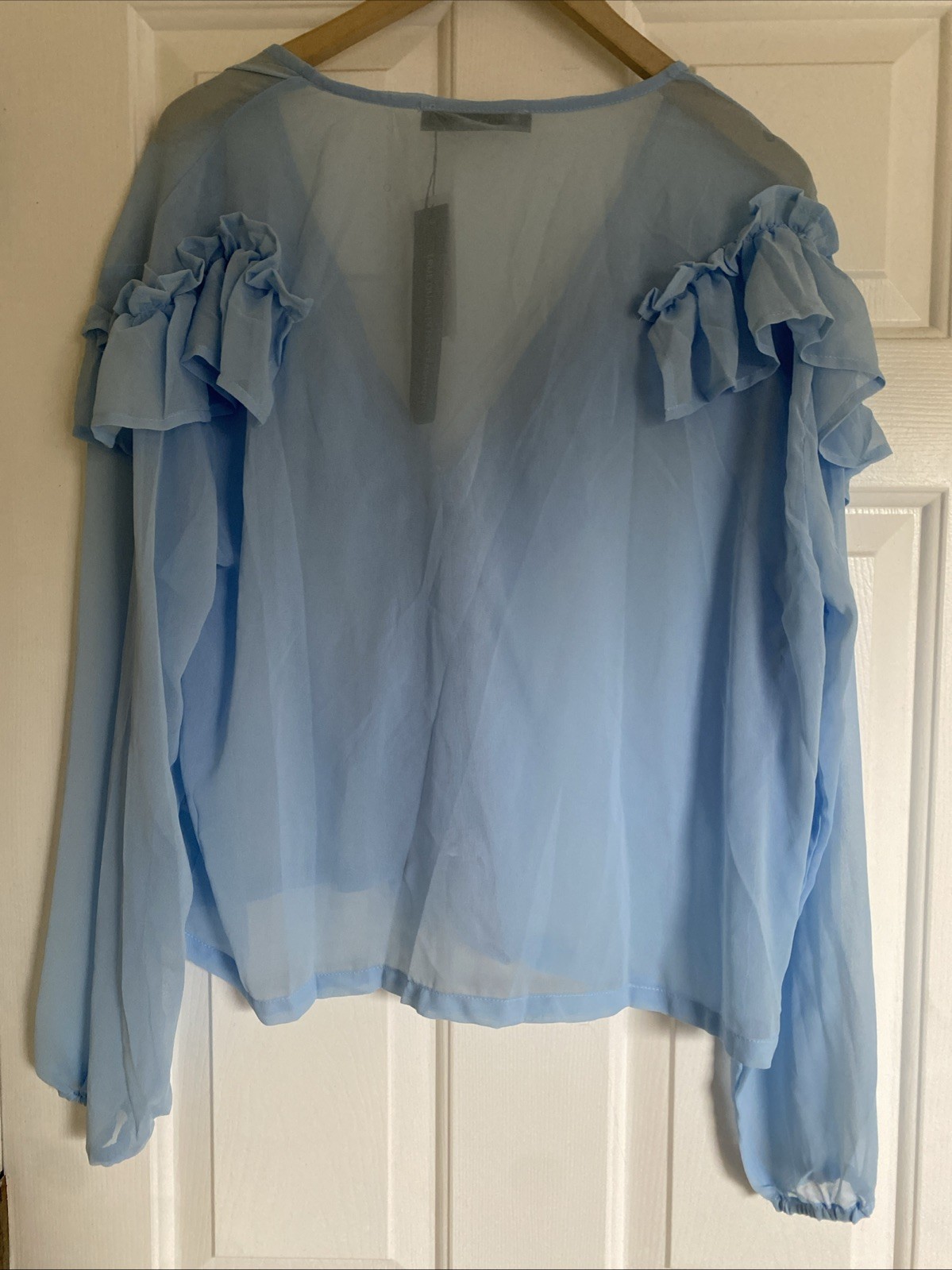 Blue Celmia Ruffle Blouse Sz 3XL New With Tags