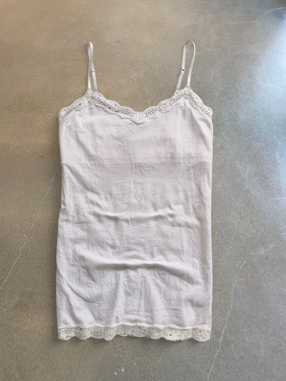 Y2K Aeropostale White Lace Trim Cami Tank Top Coquette Stretch Size Medium