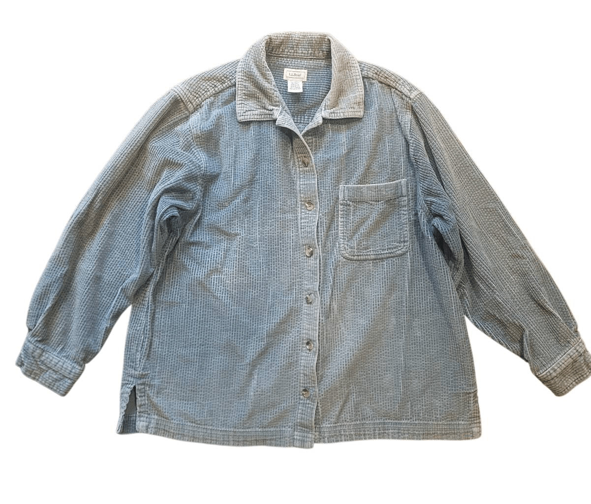 L.L. Bean 90s Shirt Jacket Women’s Medium Sage Green Corduroy Button Down Faded