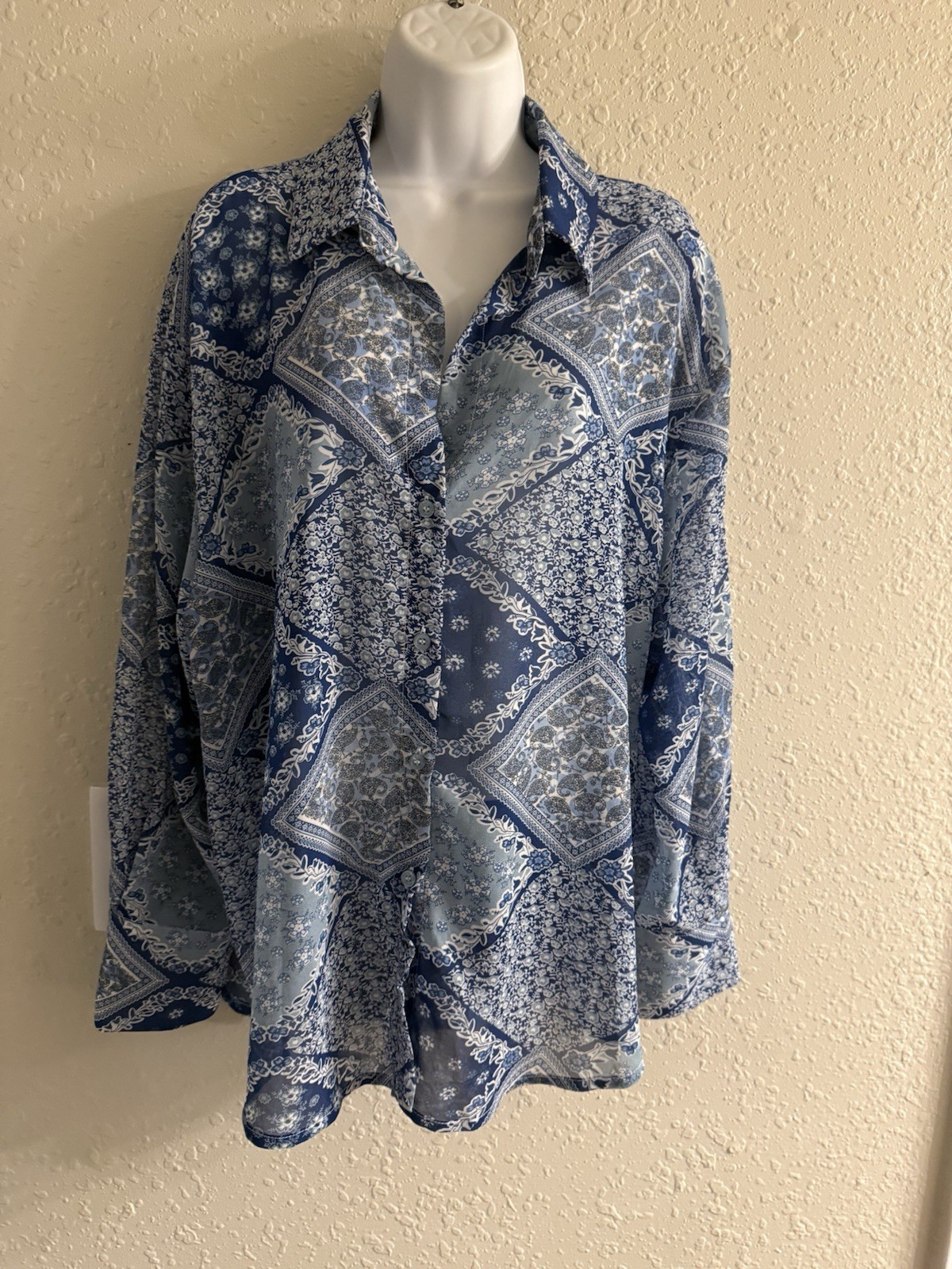 New 3X Fashion Nova Blue Multi Top #807*9