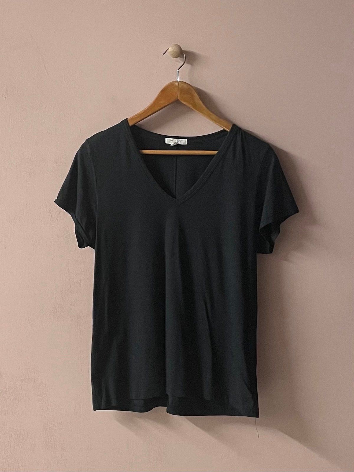 Rag & Bone Black Cotton Blend V-Neck T-Shirt Size L