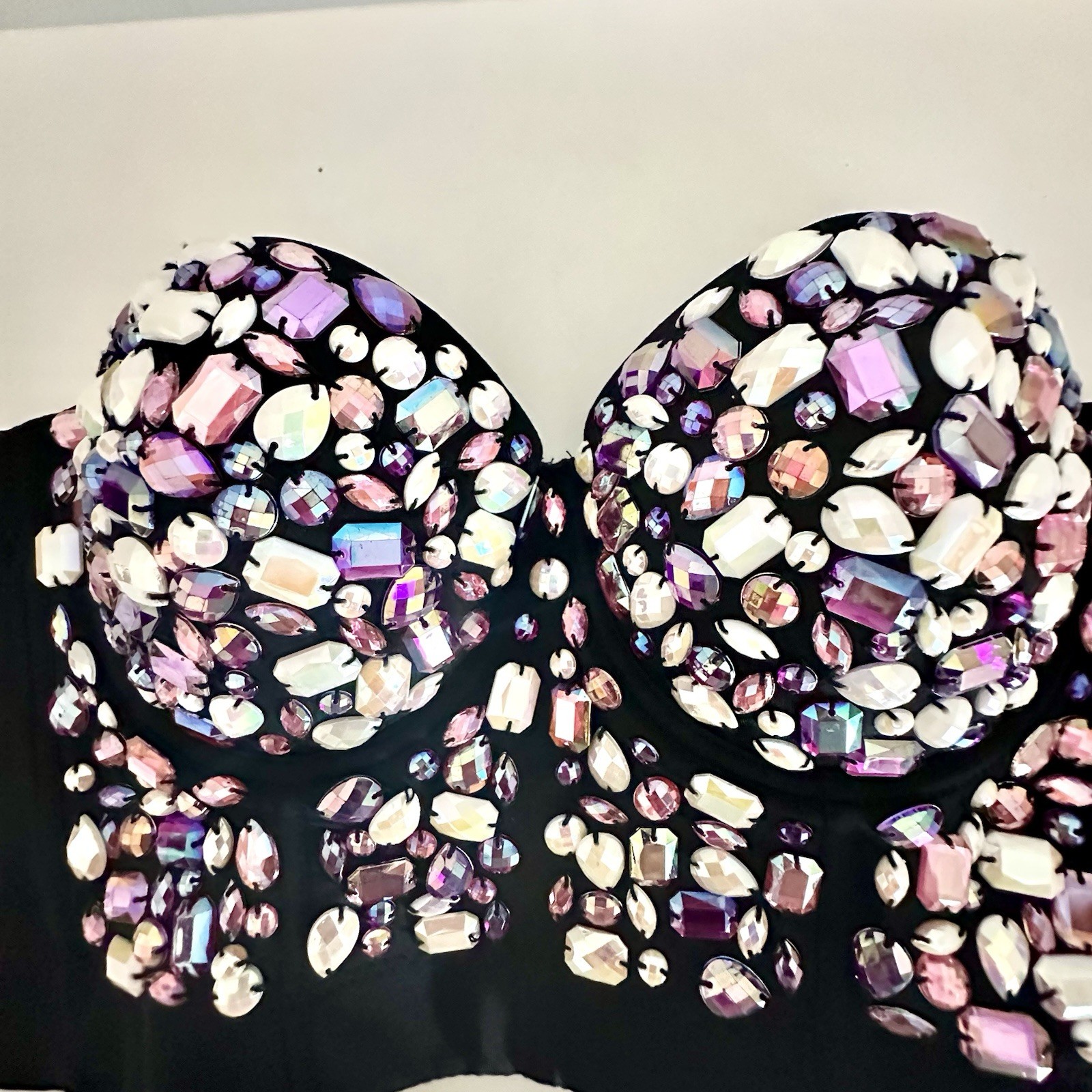 ELLACCI Black Sexy Rhinestone Bustier Bra Crop TopMulticolor Size M New No Tag