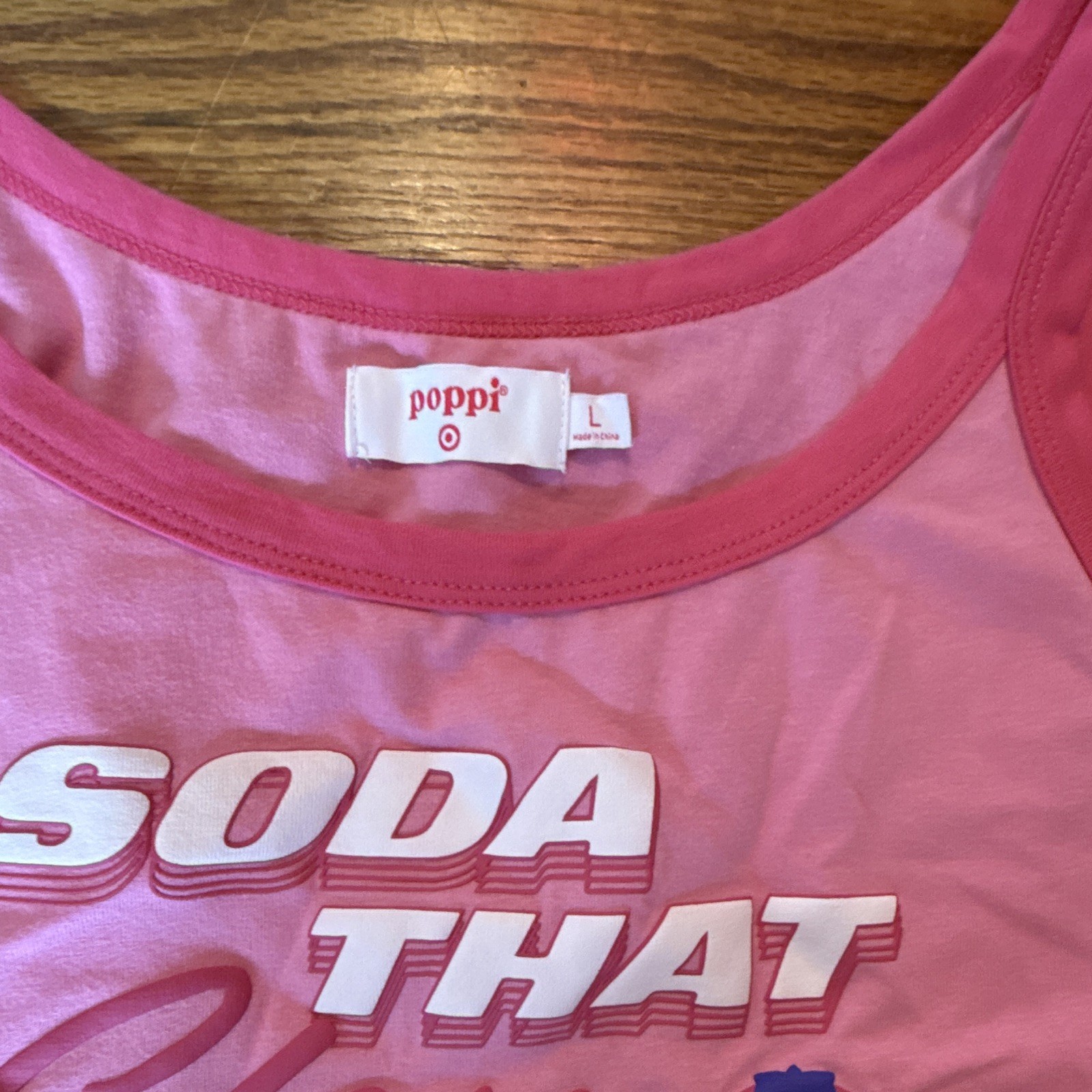 poppi Pink Graphic Logo Tank Top L “SODA THAT SLAYS”