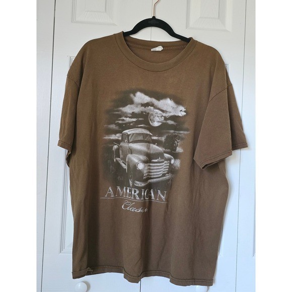 Alstyle American Classic Truck Graphic T-Shirt Brown Mens XL 100% Cotton 2000s