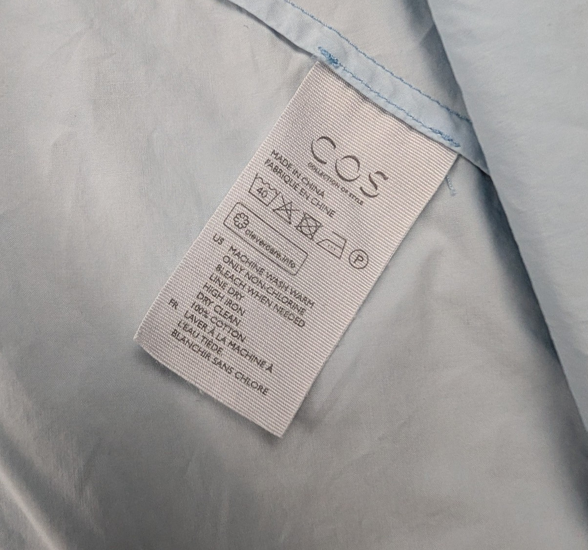 COS Asymmetric Tunic Top Womens 4 Blue Cotton Poplin Lagenlook Quiet Luxury