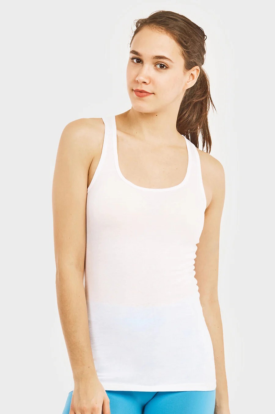 Women’s White Small Racerback Plain Tank Top Sofra TT402