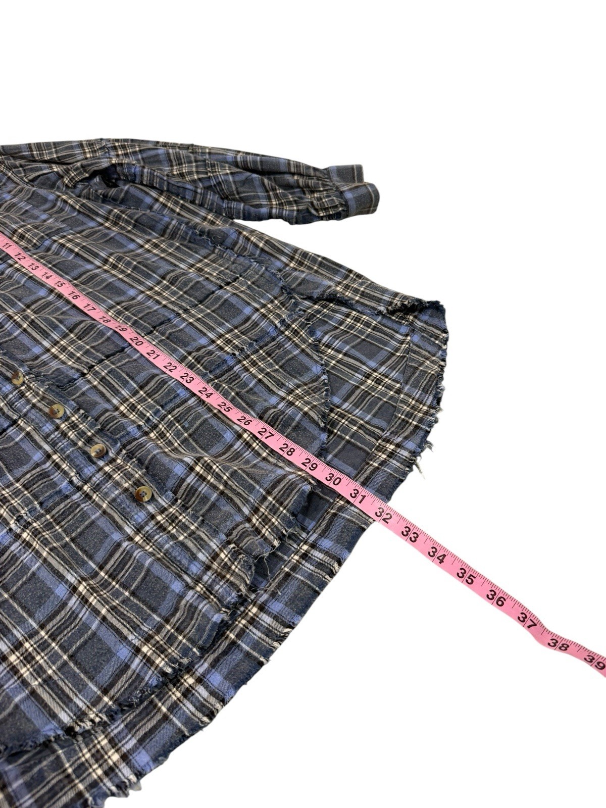 Lauriebelles Lily & Lottie Oversized Blue Plaid Button Up Shirt Tunic Size M/L