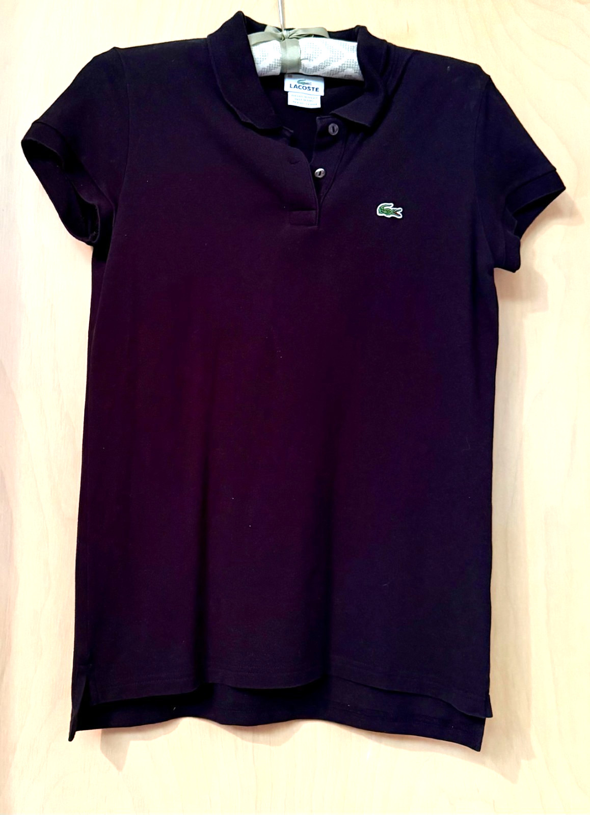 Women’s Lacoste Sz 40 (S) black polo shirt, excellent condition