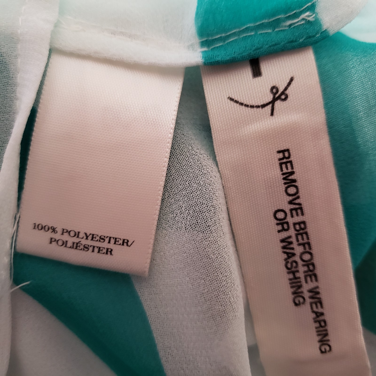 NEW Ann Taylor S Top Green White Striped Sheer Tie Neck Resort Casual Office