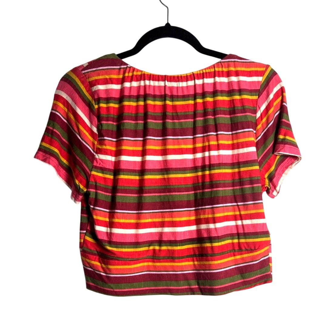 BCBGeneration Variegated Striped Top NWT $78 Short Sleeve Cropped Size M