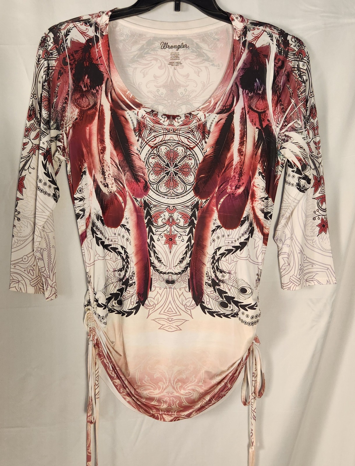 Wrangler Cowgirl/Rodeo/Indie/Southwest Embellished Cinched Side Tee L