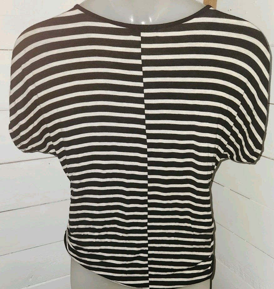 Expresso Blouse Crochet Flower Stripe Size Womens 1X Stretch Free Shipping