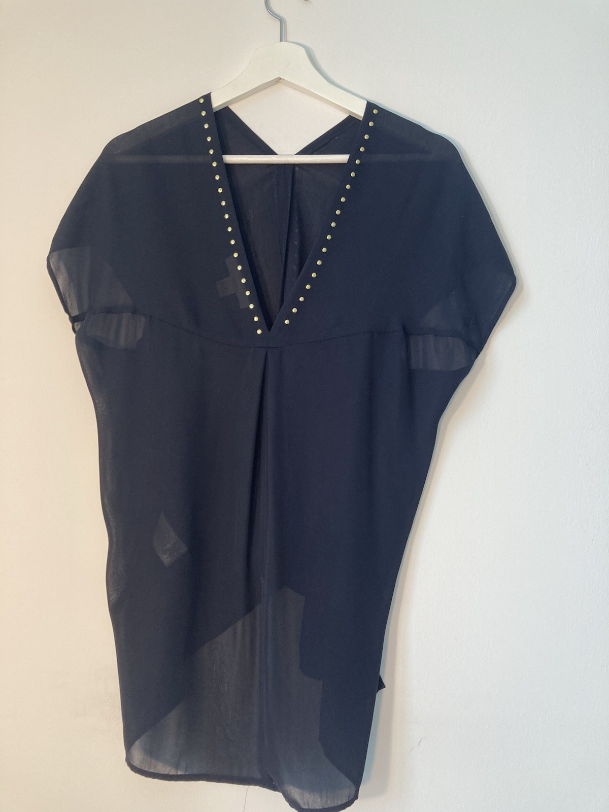 MICHAEL Michael Kors Women Dark Blue Short Sleeve Blouse M