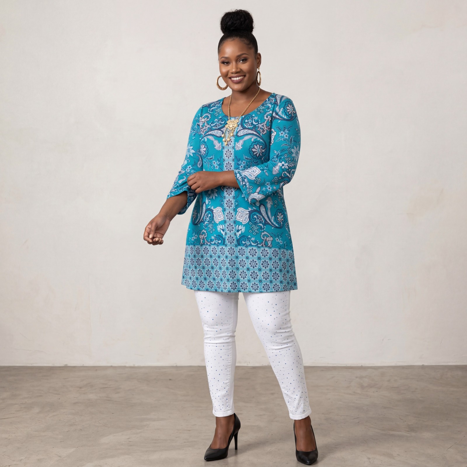 Avenue 26/28 NWT Tunic Top Blouse Flowy Long Paisley *Factory Sealed*