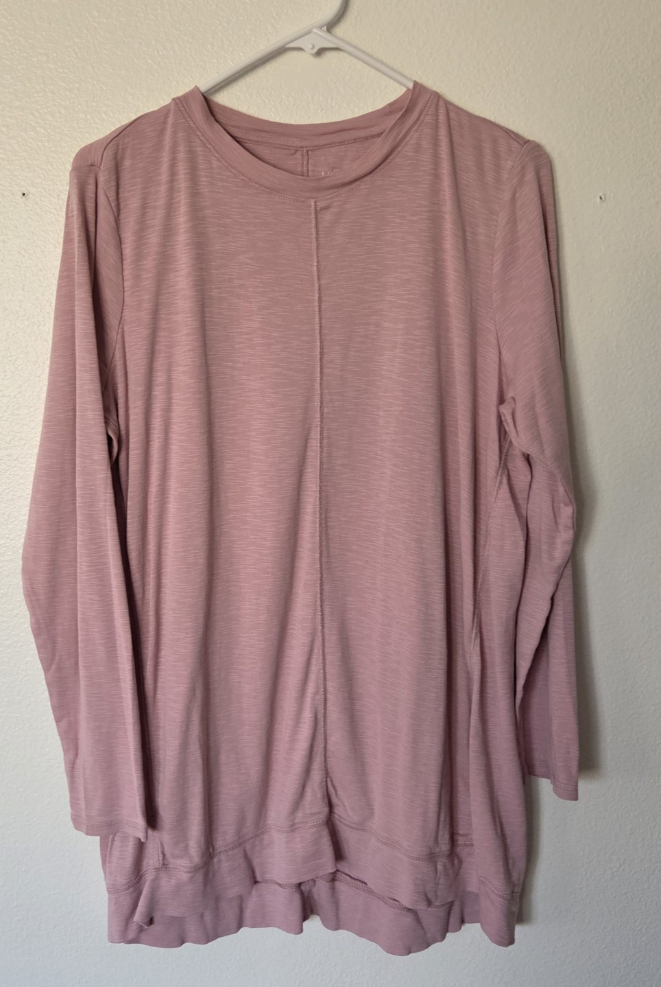 J Jill Womens Pullover Top Large Soft Pink Pima Cotton Elliptical Long Sleeve
