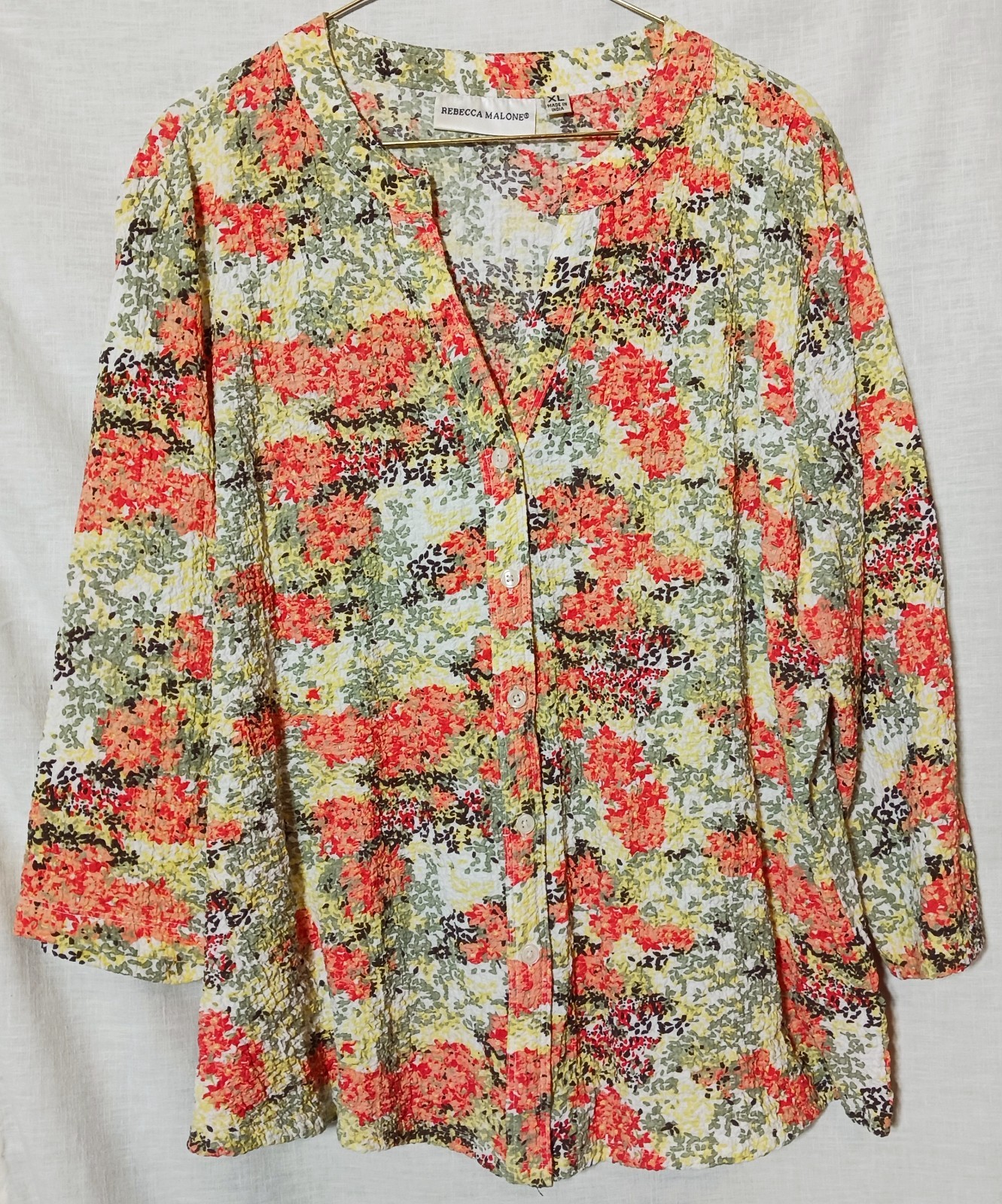 4 Women’s XL 2 Riders by Lee Easy Care 3/4 sleeve button up shirt Navy Blue