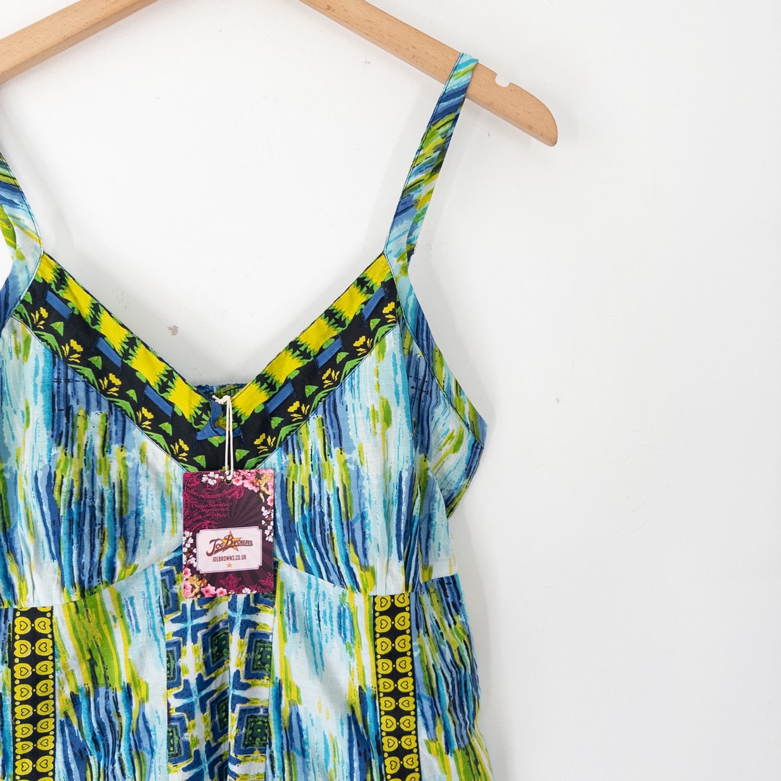 Joe Browns Longline Cami Top Size 16 NEW Boho Cotton Blue Green Festival