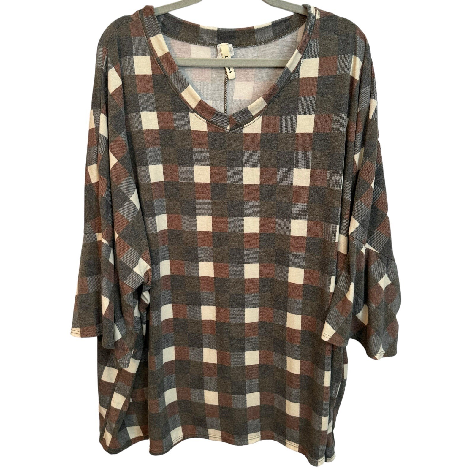 Crepas Blouse Size 2X/3X Gray Multi Sleeves 3/4 Women Top Blouse