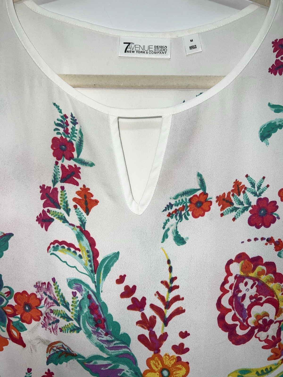 7th Avenue Shirt Blouse Womens Medium Pink Floral Career Office Wear Cottagecore
