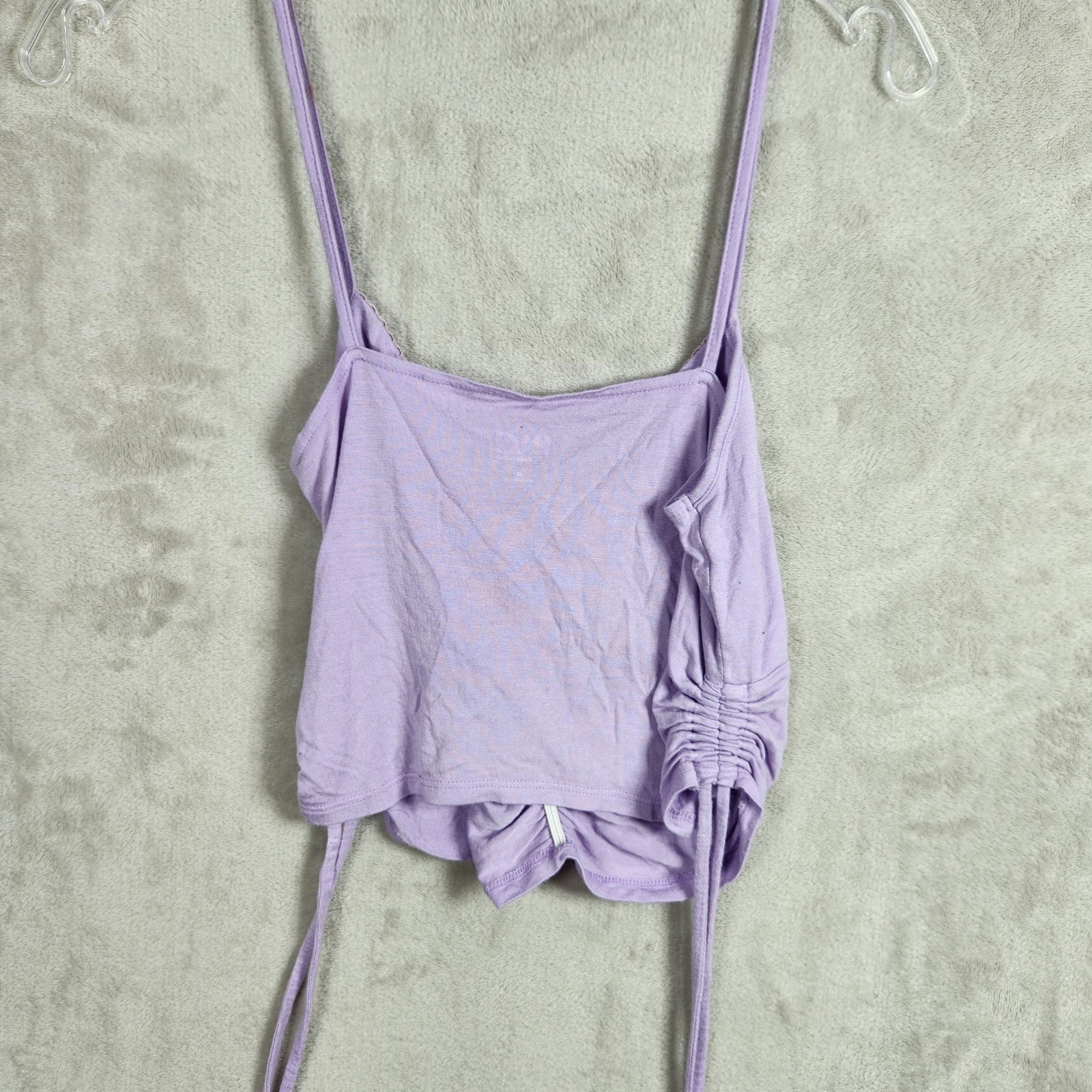 PAC Cares Tank Top Womens Medium Purple Ruched Crop Cami Y2K Aesthetic