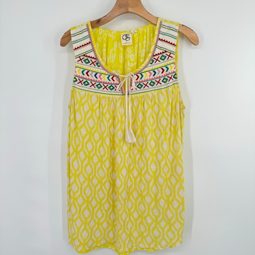 One September anthropologie women’s sleeveless blouse embroidered yellow large