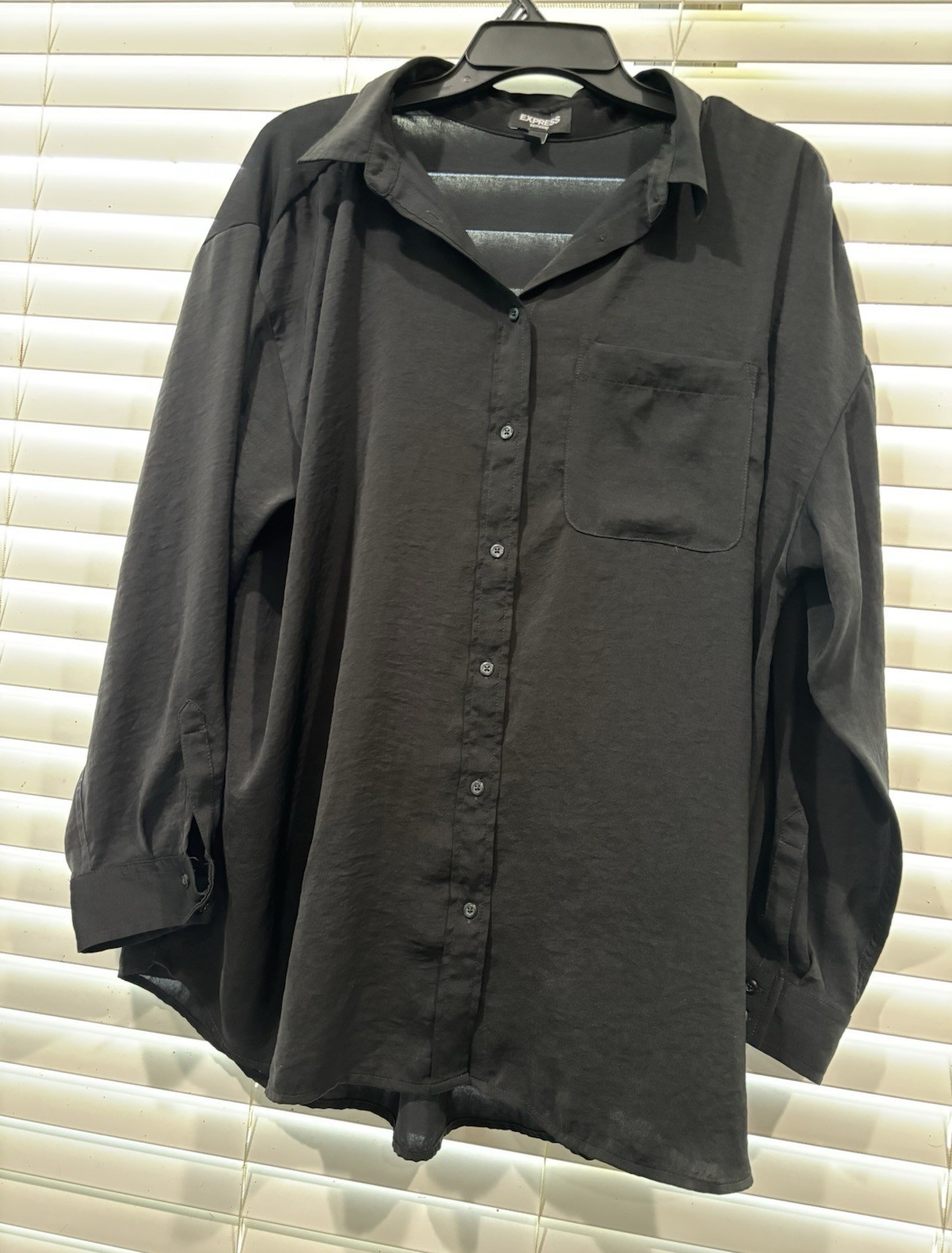 Express Boyfriend Portofino Women’s XL Black Collared Shirt Long Sleeve Blouse