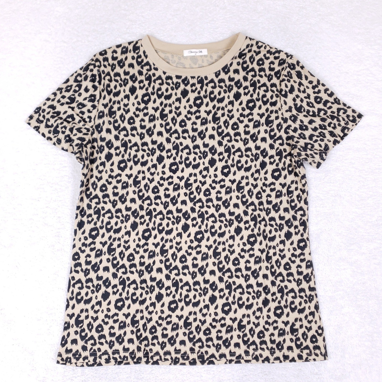 Blooming Jelly Womens Leopard Print Short Sleeve T-Shirt Tan Black Size M Safari