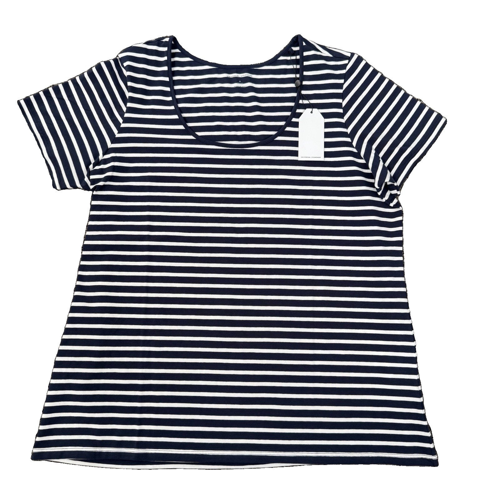 Universal Standard T Shirt Tee Navy White Striped Pima Cotton 2XL NWT Coastal