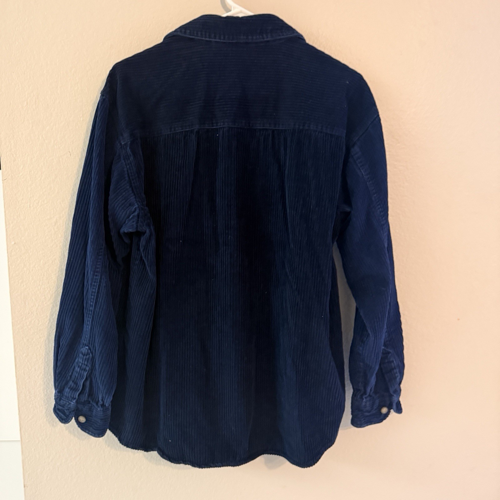 Vintage 90s Embroidered POOH Disney Long Sleeve Button Top Sz m Corduroy Blue