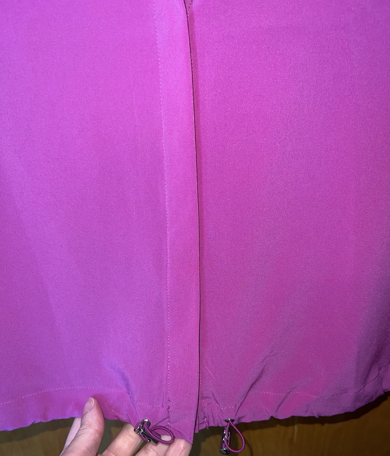 Chico’s magenta purple woven stretch button down cropped blouse Size 0