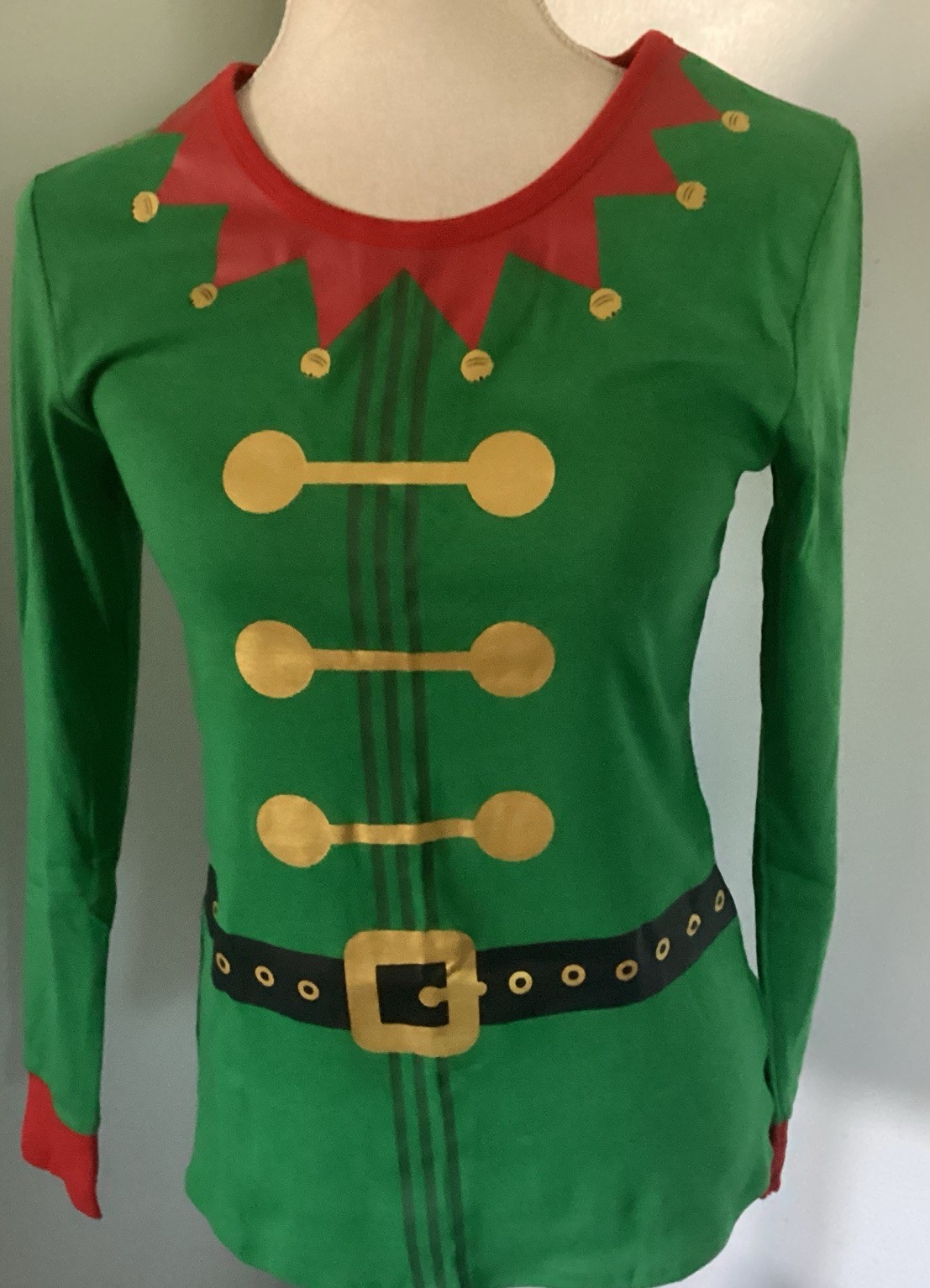 Wondershop Christmas Elf Shirt / Pajama Top Long Sleeve Women’s M ~ NEW