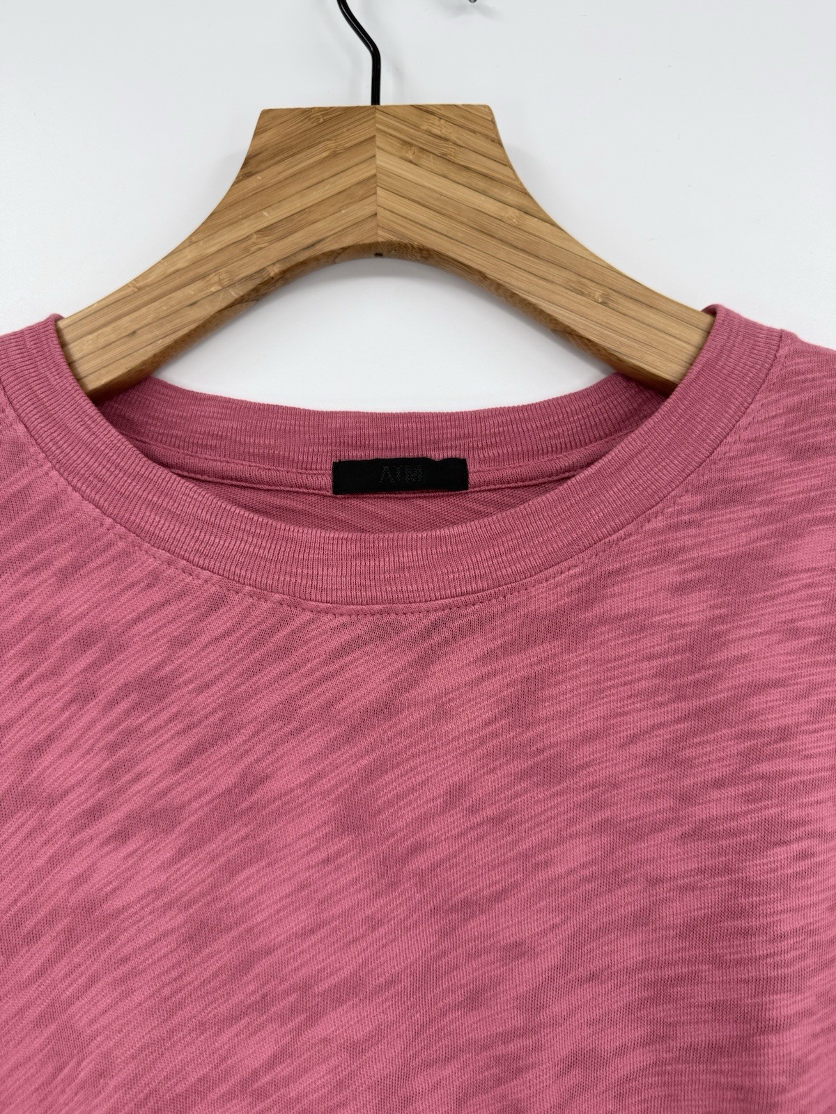 ATM Slub Jersey Long Sleeve Destroyed Wash Crop Tee in Rosewood Size L