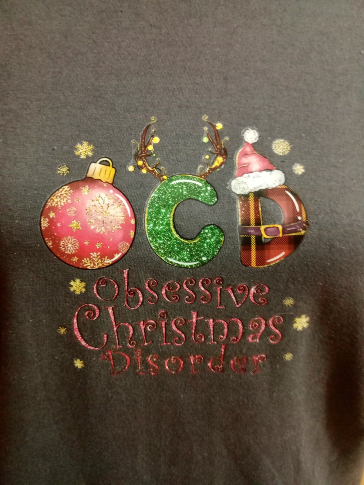Christmas Handmade Gray SS Funny Graphic T-Shirt Womens Sz S New Top Tee Gift