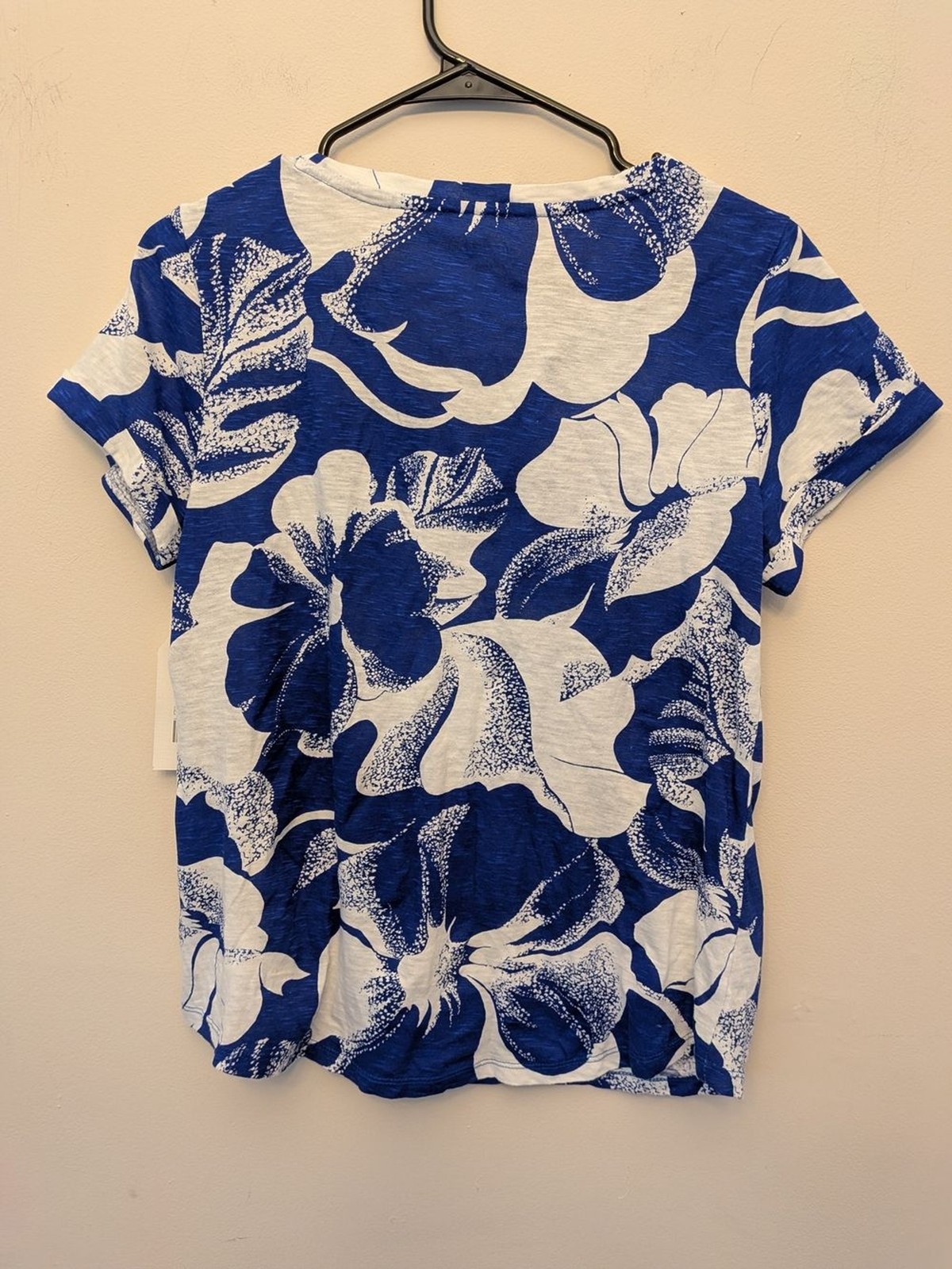 Wonderly Bold Floral Cotton Top Blue WWonderly Bold Floral Cottonhite Size S NWT