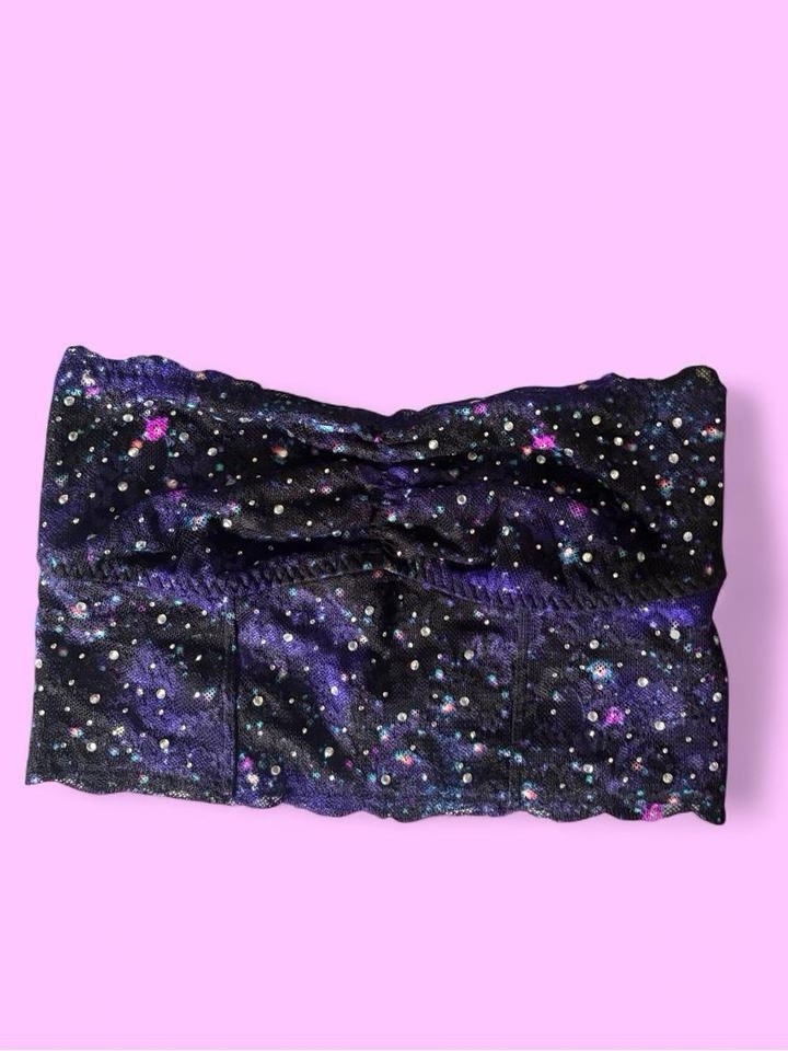 Victoria’s Secret PINK Purple & Blue Galaxy Print Bedazzled Bandeau Tube Top XS