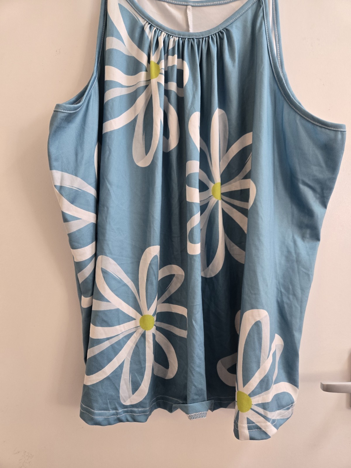 Temu slate blue boho retro vibes daisy floral pleated camisole top – Size 24