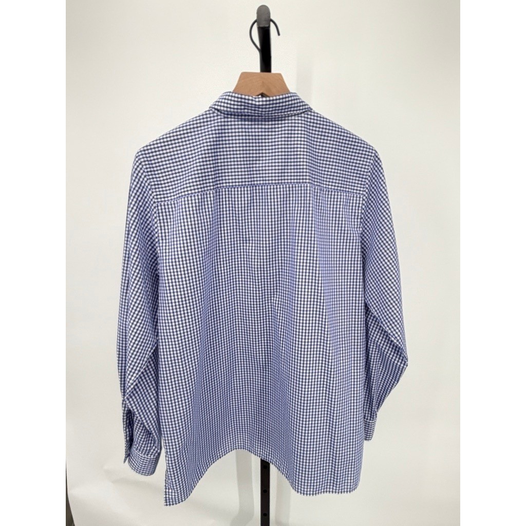 Orvis Blue Gingham Long Sleeve Button Down Shirt Wrinkle Free Cotton Preppy