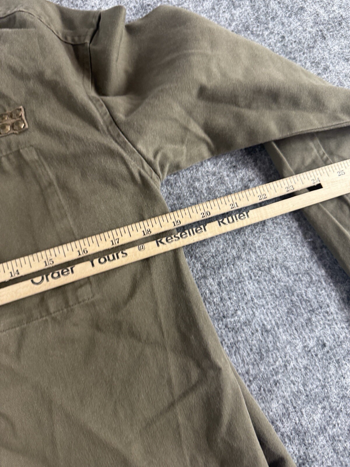 LEPSIM Lowrys Farm Shirt Women F Medium Green Army Military Pockets Japan N333