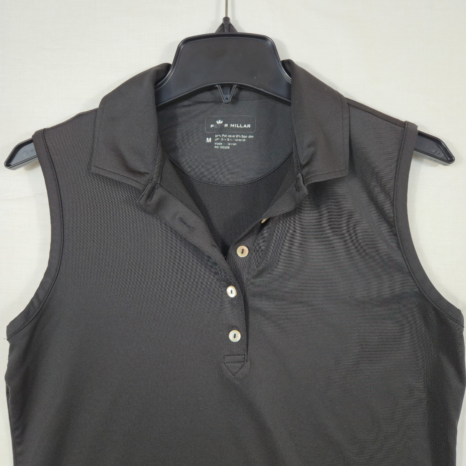 Peter Millar Polo Shirt Womens Medium Black Stretch Golf Tennis Sport Sleeveless