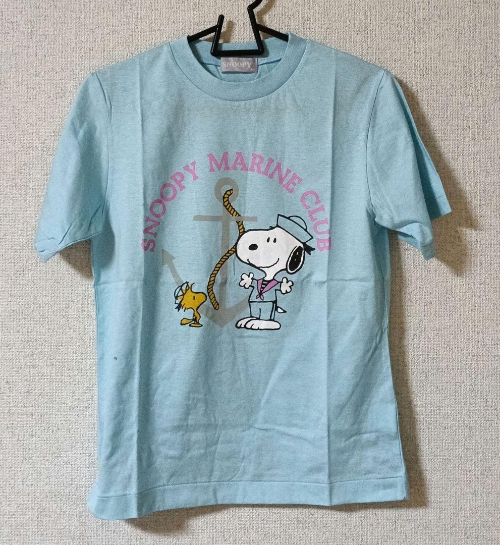 Vintage PEANUTS SNOOPY T-shirt Blue M Made in Japan, Unused, 90’s