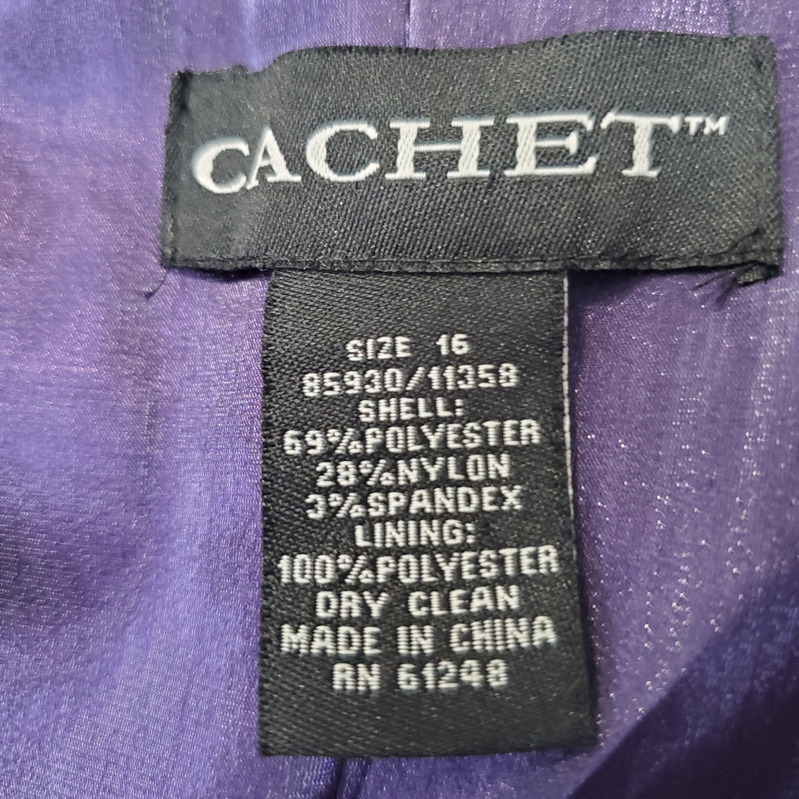 Cachet Purple Satiny Twist Front Long Sleeve Blouse Size 16 90s Y2K