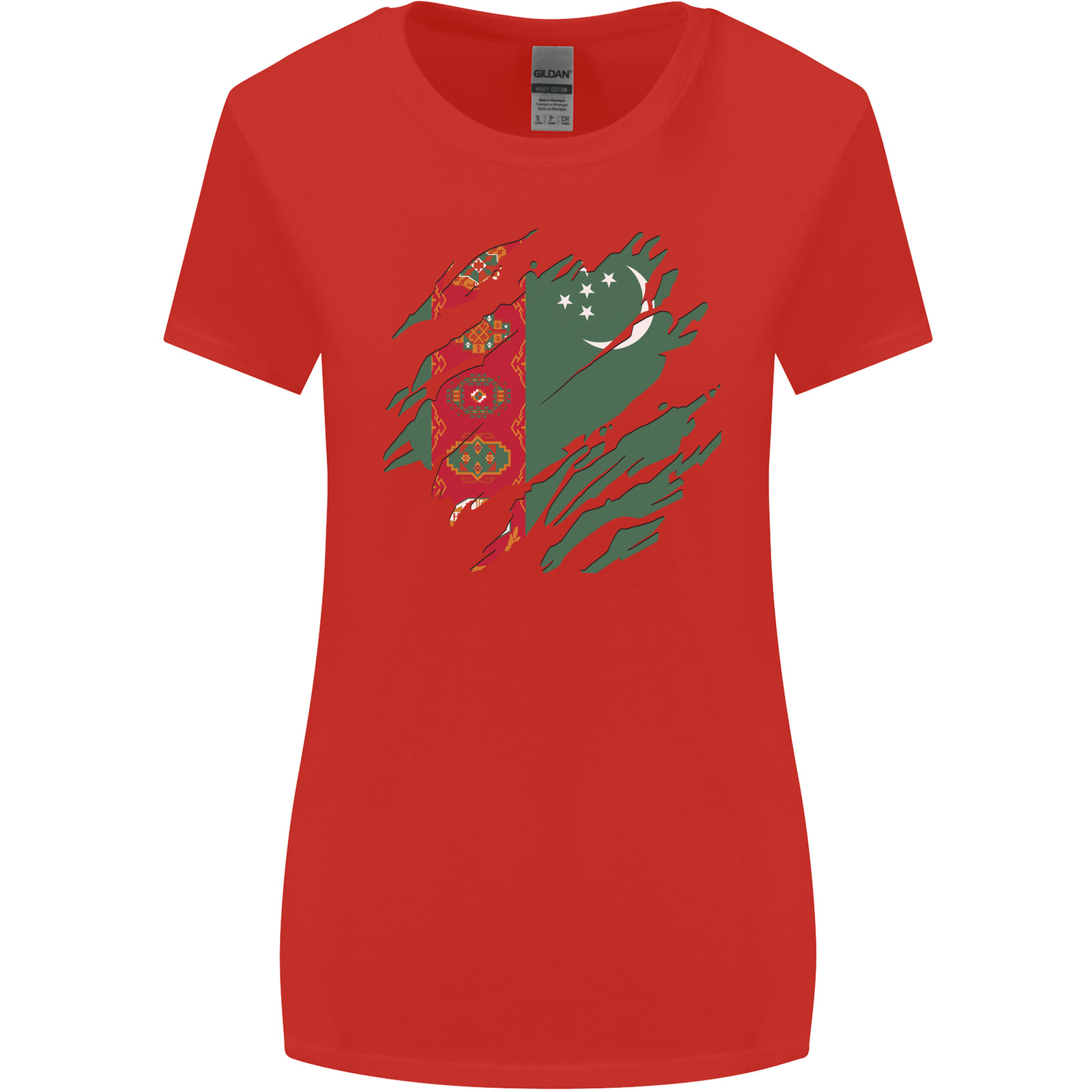 Torn Turkmenistan Flag The Turkmen Day Football Womens Wider Cut T-Shirt