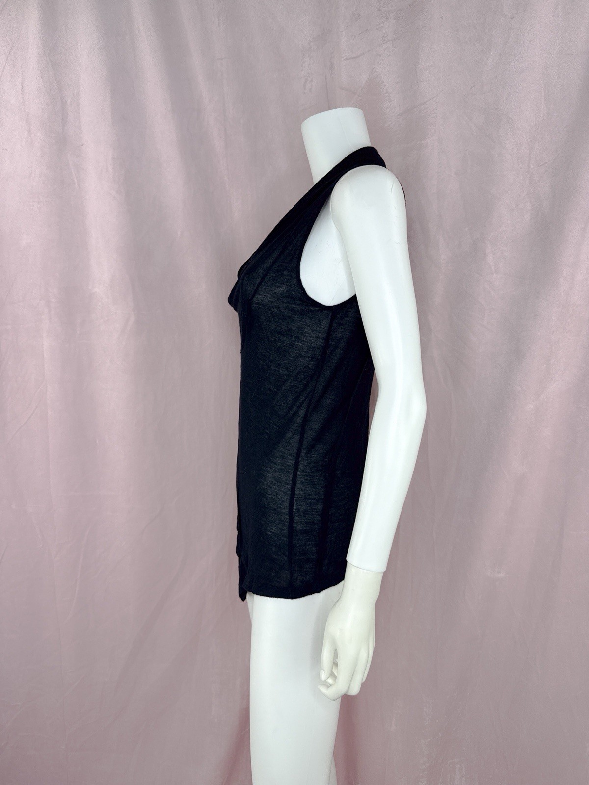Kenzo Womens Black Modal Sleeveless Cowl Neck Top Size Small Designer City