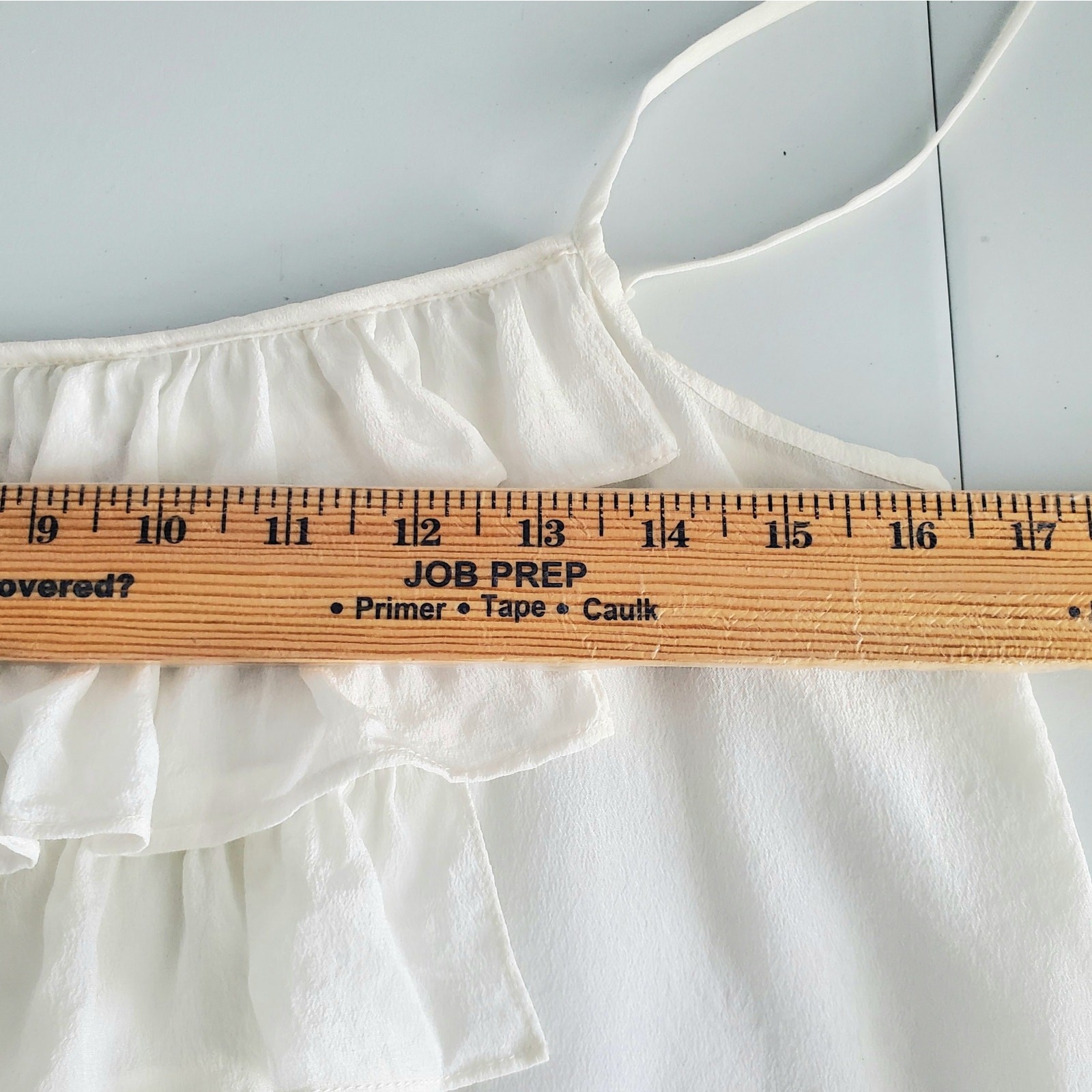 Women America 525 Ivory Silk Ruffle Cami Top M Ladylike Coquette Dainty Delicate