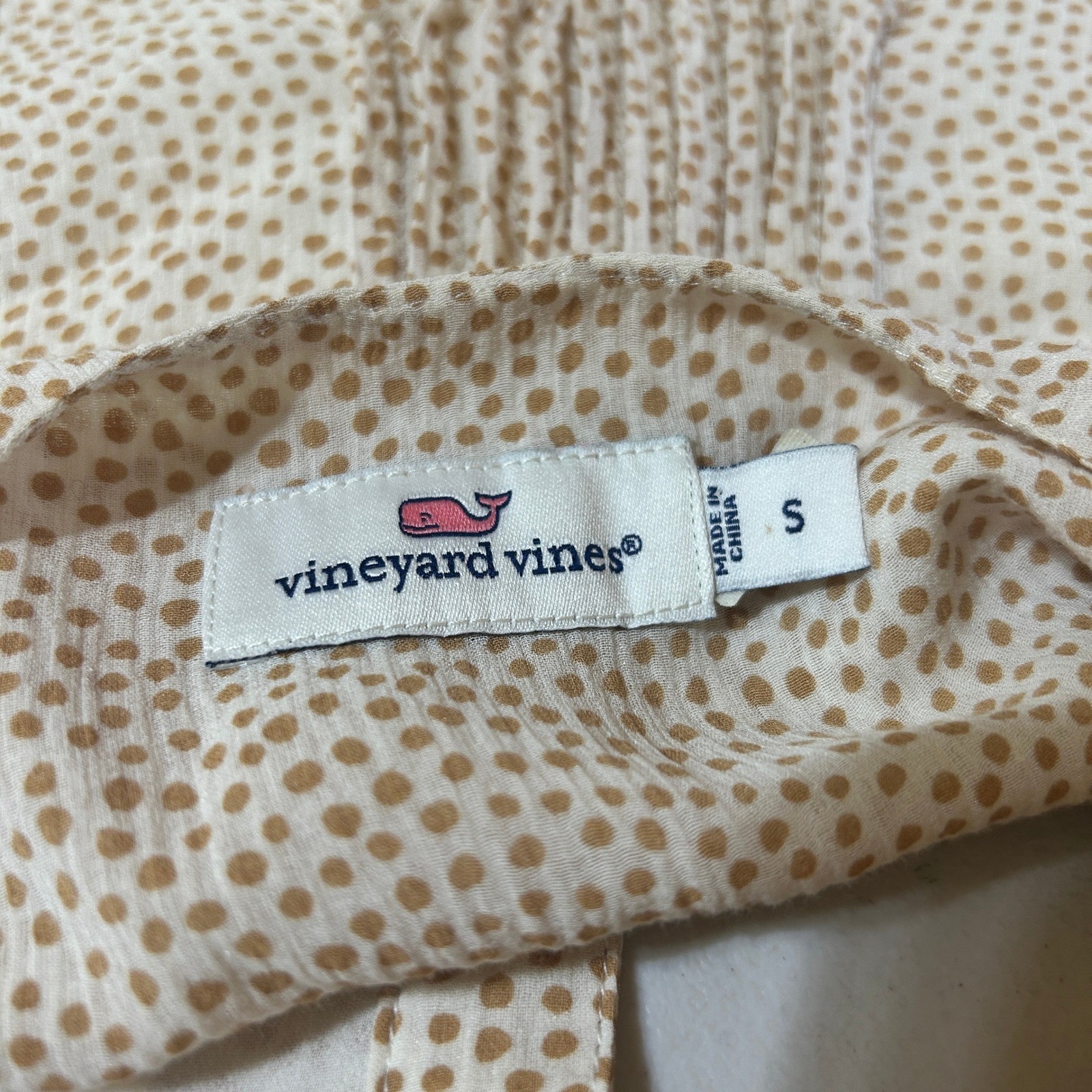Vineyard Vines Women S Polka Dot Silk Blend Long Sleeve Pleated Blouse Top
