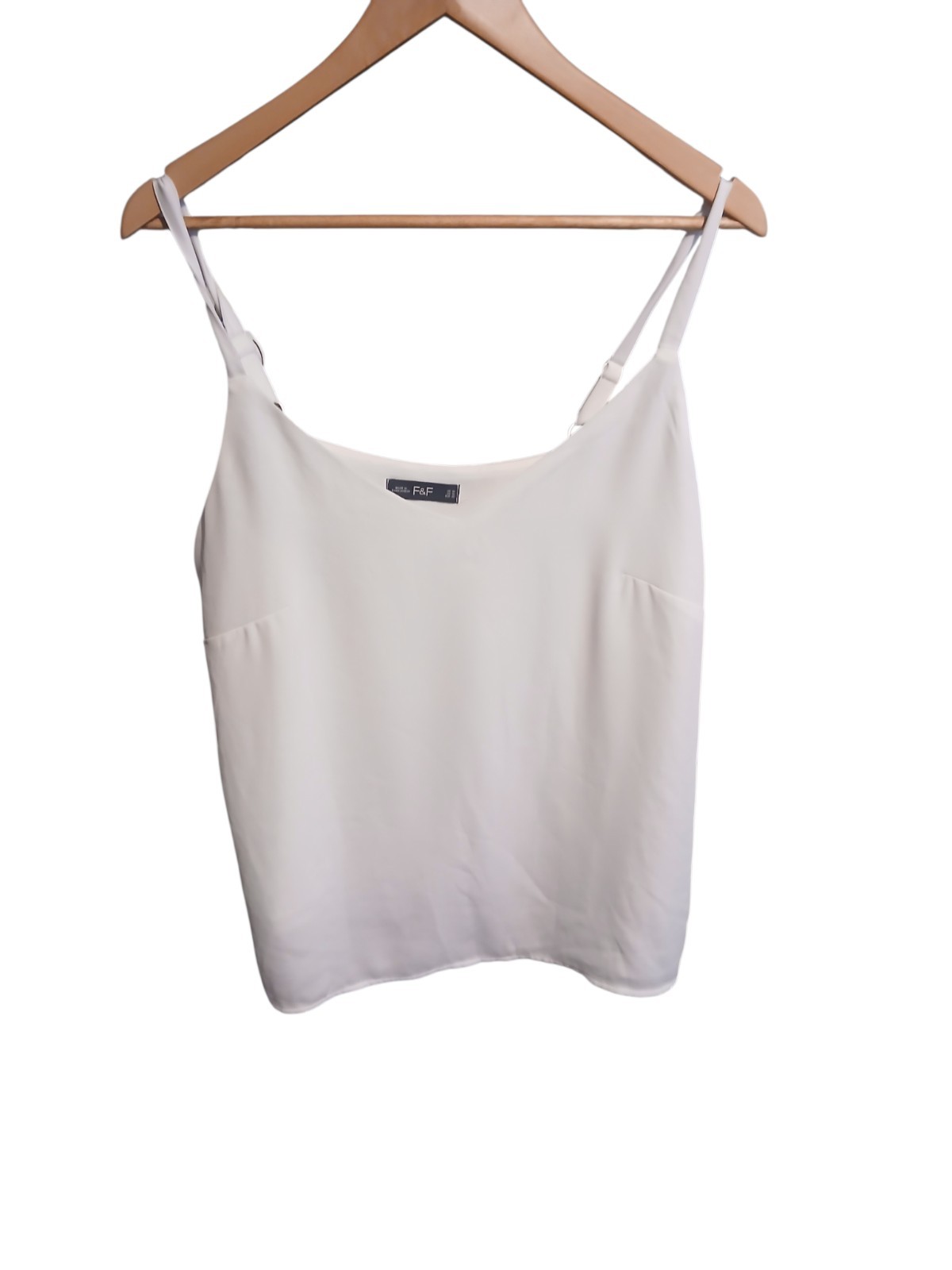 F&F White Cami Top UK 14 US 10 EUR 42 Sleeveless Adjustable Strap Vest Top