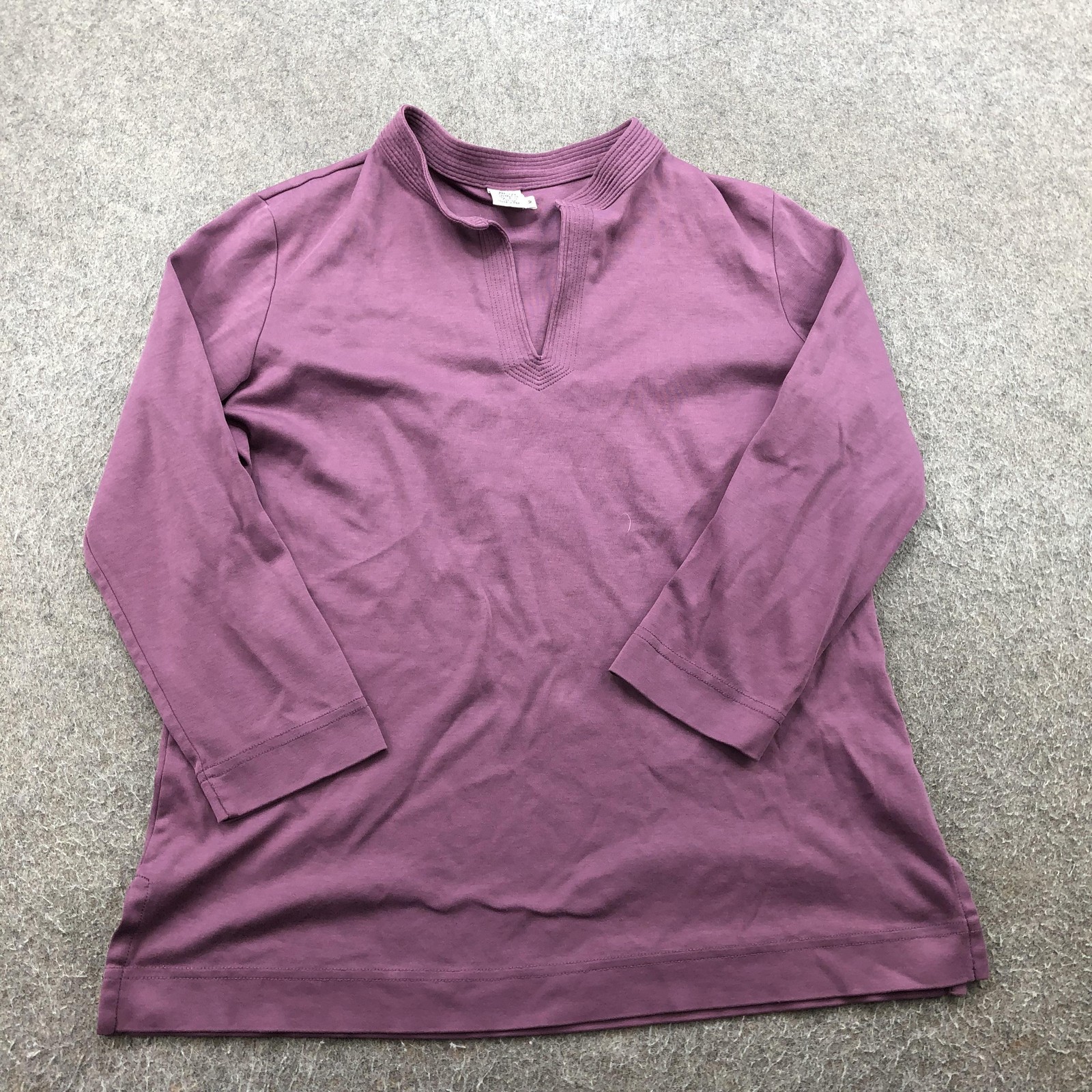Peruvian Connection Shirt Womens Medium Purple Pima Cotton Tunic 3/4 Sleeve