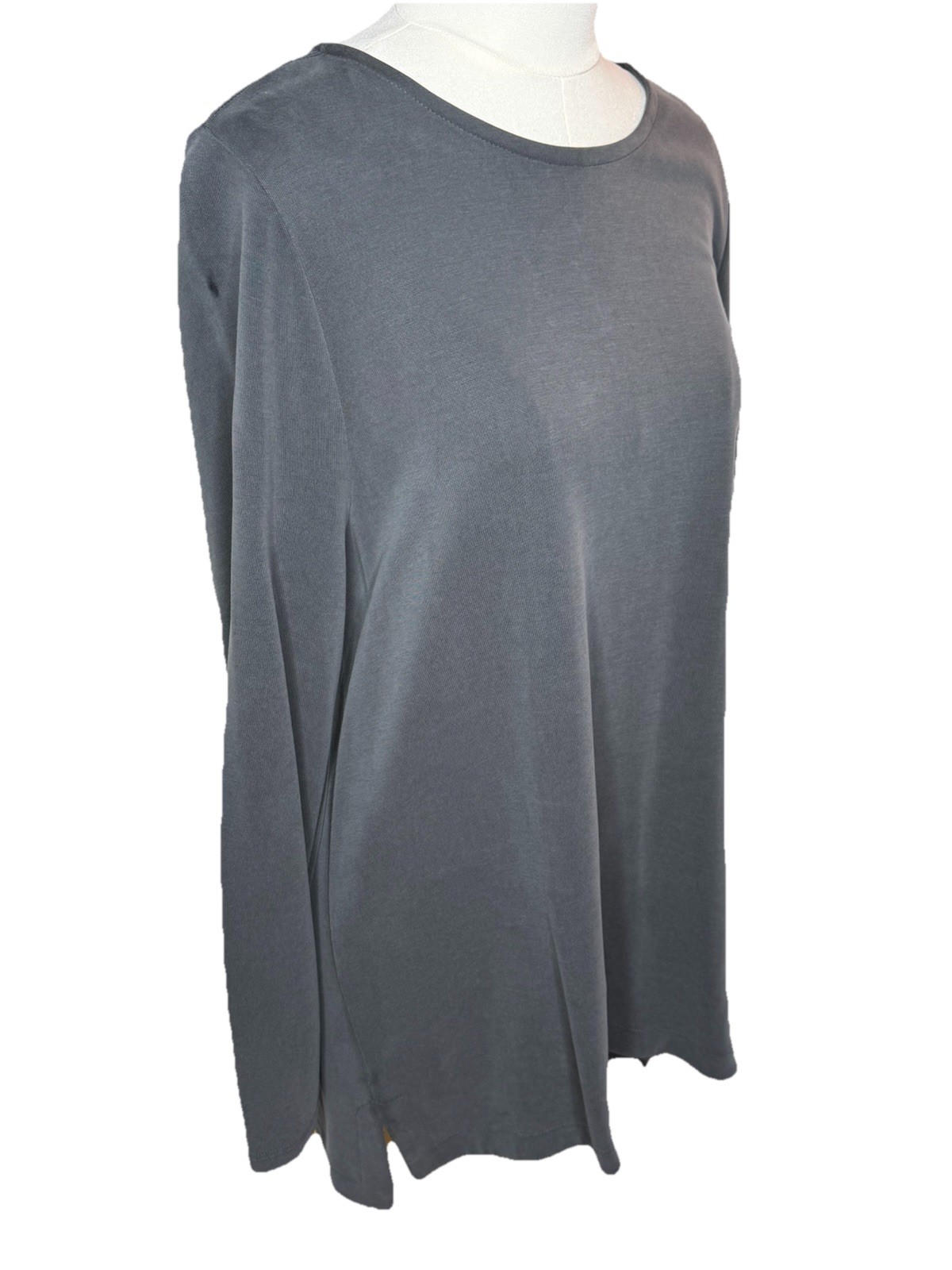 Soft Surroundings Well Being Top Large Charcoal Grey Long Sleeve Tunic NWT